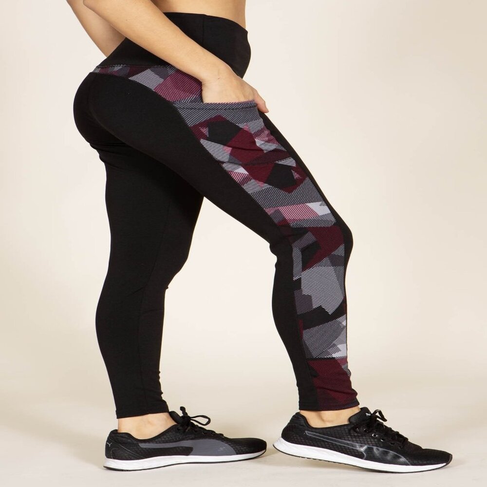 Womens Black Tummy Control Shaper Activewear sports leggings w/pockets Size S-L